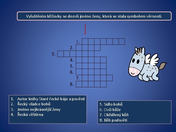 Vyluštěním křížovky se dozvíš jméno ženy, která se stala symbolem věrnosti. 1. 2. 3.