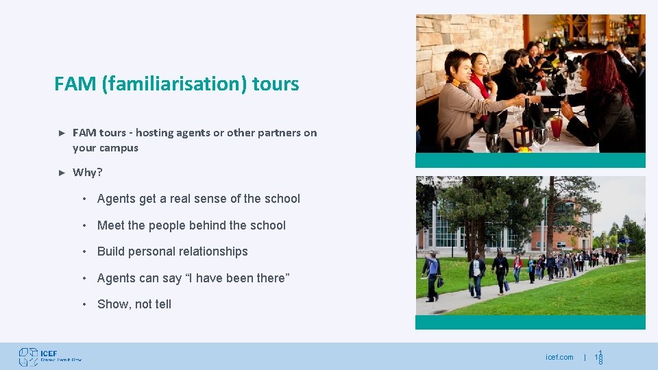 FAM (familiarisation) tours ► FAM tours - hosting agents or other partners on your
