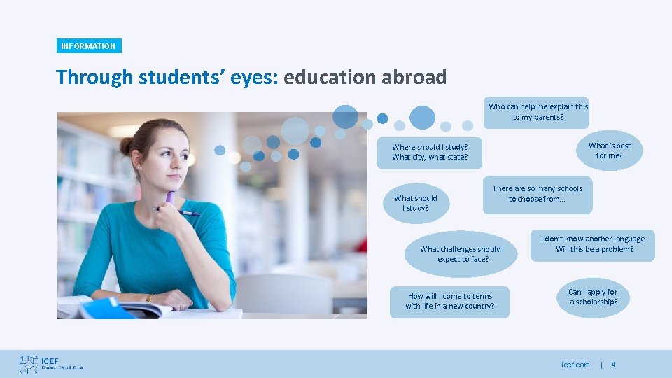 INFORMATION Through students’ eyes: education abroad Who can help me explain this to my