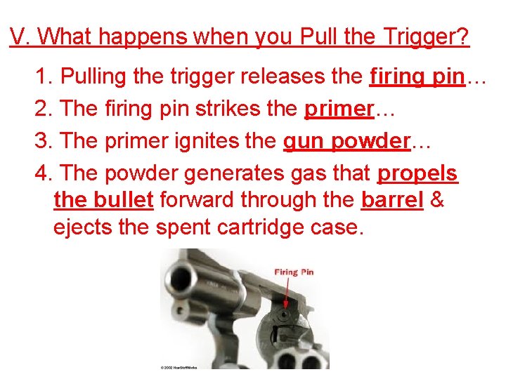 V. What happens when you Pull the Trigger? 1. Pulling the trigger releases the