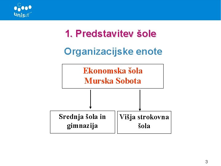 1. Predstavitev šole Organizacijske enote Ekonomska šola Murska Sobota Srednja šola in gimnazija Višja