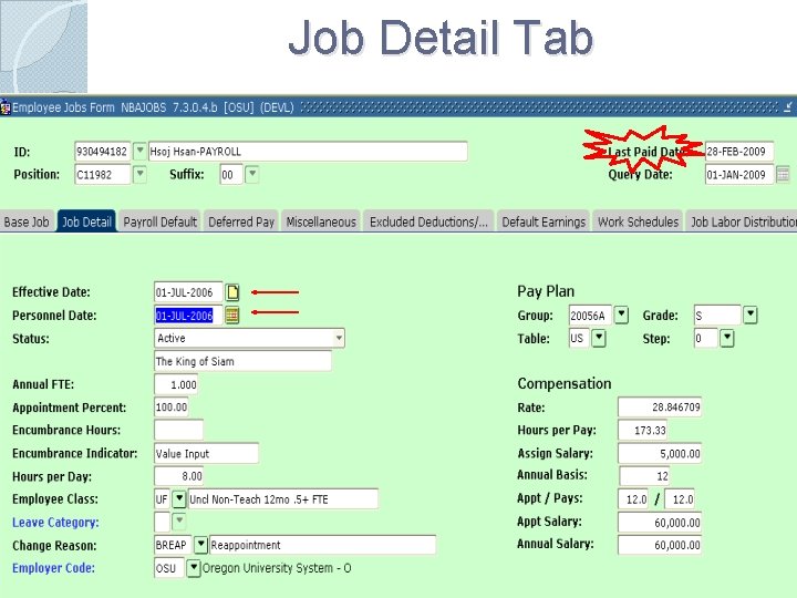 Job Detail Tab 