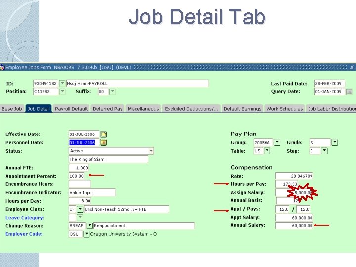 Job Detail Tab 