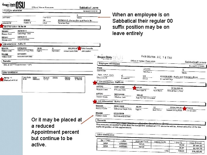 Sabbatical Or it may be placed at a reduced Appointment percent but continue to
