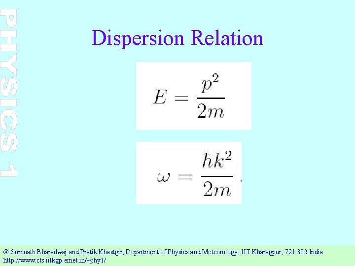Dispersion Relation Ó Somnath Bharadwaj and Pratik Khastgir, Department of Physics and Meteorology, IIT