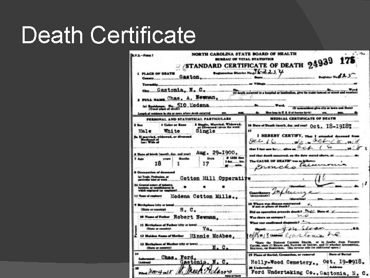 Death Certificate 