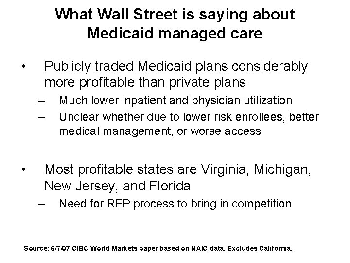 What Wall Street is saying about Medicaid managed care • Publicly traded Medicaid plans