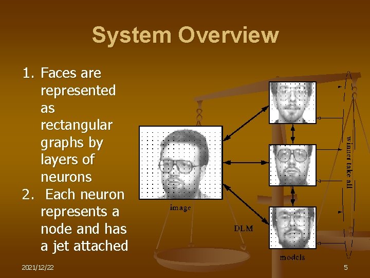 System Overview 1. Faces are represented as rectangular graphs by layers of neurons 2.