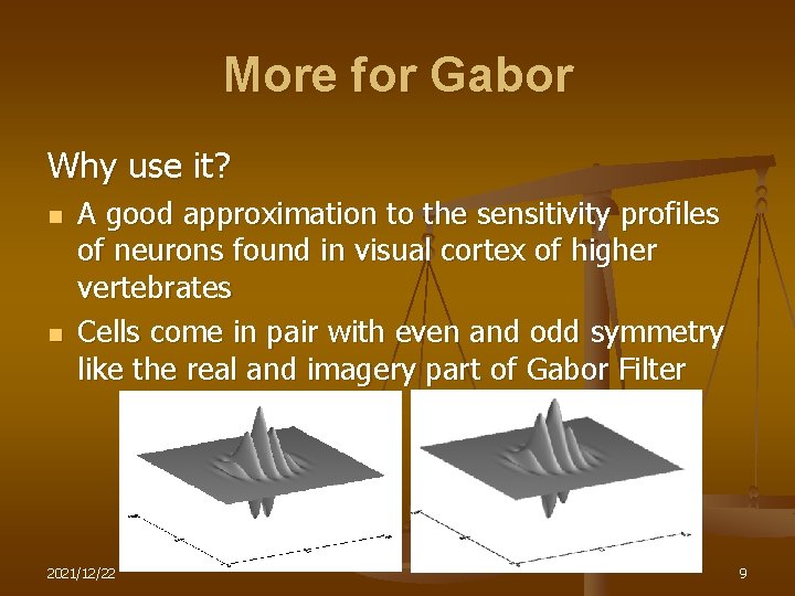 More for Gabor Why use it? n n A good approximation to the sensitivity