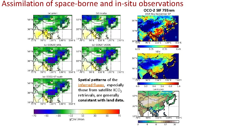 Assimilation of space-borne and in-situ observations OCO-2 SIF 755 nm Spatial patterns of the