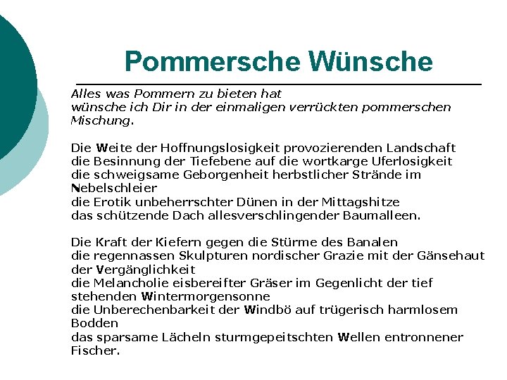 Pommersche Wünsche Alles was Pommern zu bieten hat wünsche ich Dir in der einmaligen