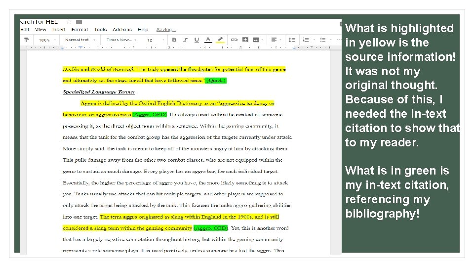 What is highlighted in yellow is the source information! It was not my original