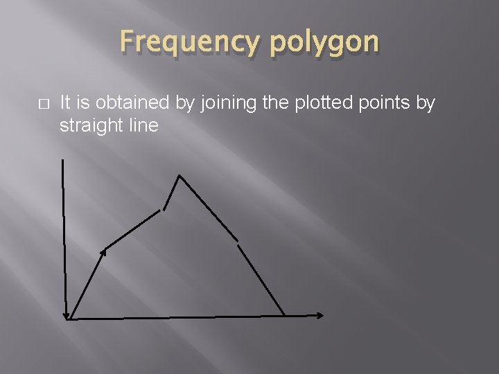 Frequency polygon � It is obtained by joining the plotted points by straight line
