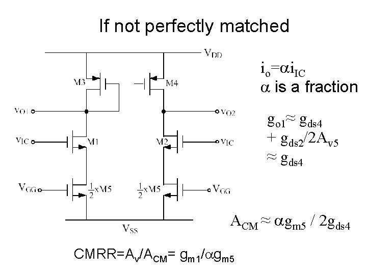 If not perfectly matched io=ai. IC a is a fraction go 1≈ gds 4