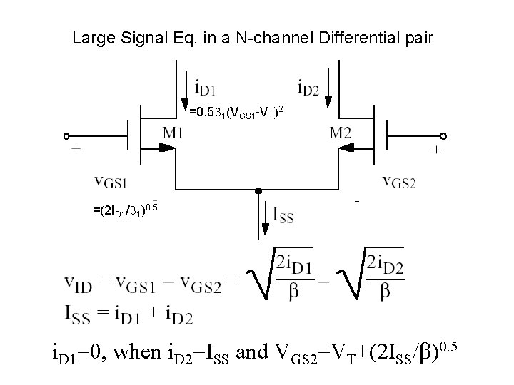 Large Signal Eq. in a N-channel Differential pair =0. 5 b 1(VGS 1 -VT)2