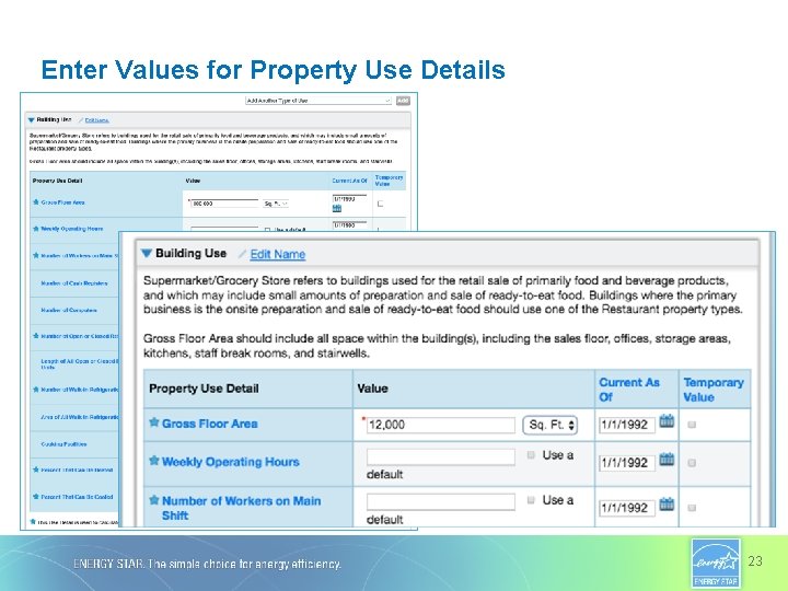 Enter Values for Property Use Details 23 