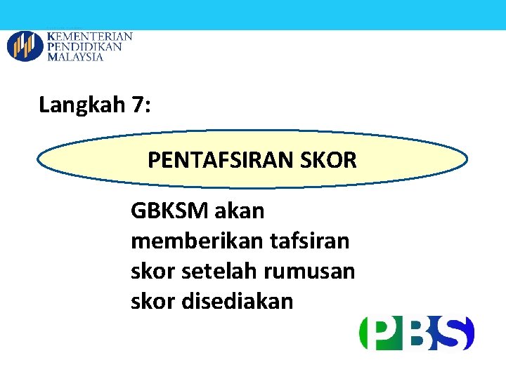 Langkah 7: PENTAFSIRAN SKOR GBKSM akan memberikan tafsiran skor setelah rumusan skor disediakan 