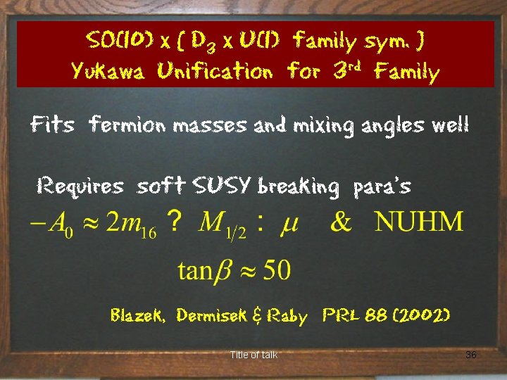 SO(10) x [ D 3 x U(1) family sym. ] Yukawa Unification for 3