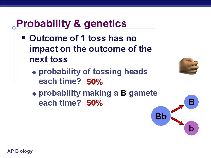 Probability & genetics § Outcome of 1 toss has no impact on the outcome