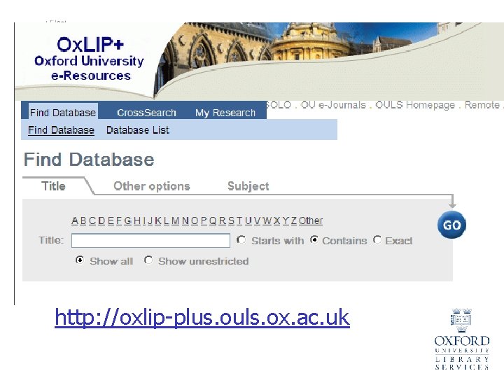 http: //oxlip-plus. ouls. ox. ac. uk 