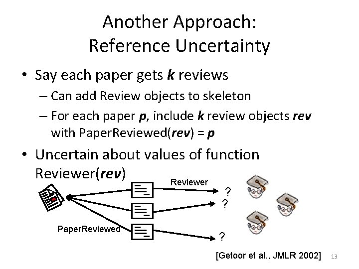 Another Approach: Reference Uncertainty • Say each paper gets k reviews – Can add