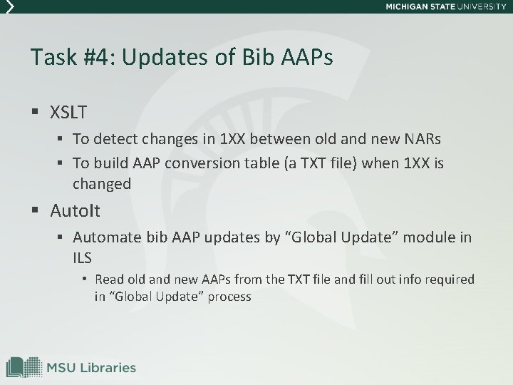 Task #4: Updates of Bib AAPs § XSLT § To detect changes in 1