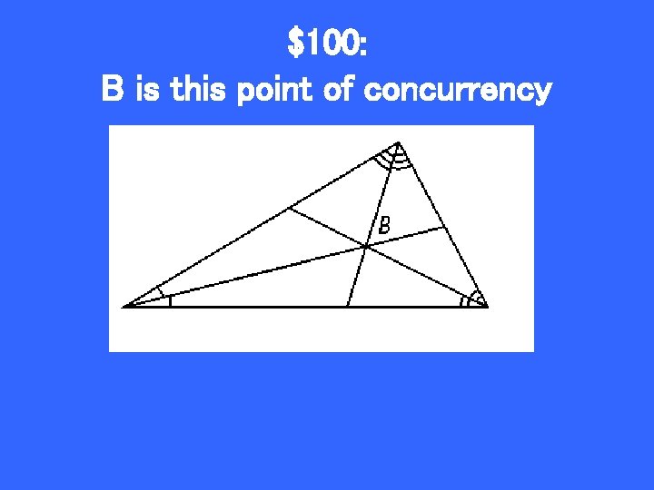 $100: B is this point of concurrency 