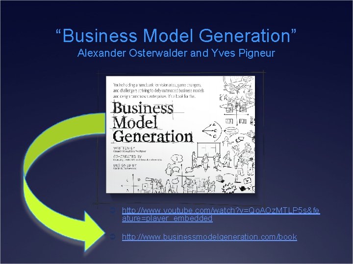“Business Model Generation” Alexander Osterwalder and Yves Pigneur Ü http: //www. youtube. com/watch? v=Qo.