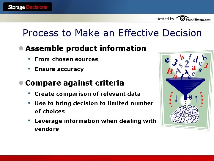 Hosted by Process to Make an Effective Decision l Assemble product information • From