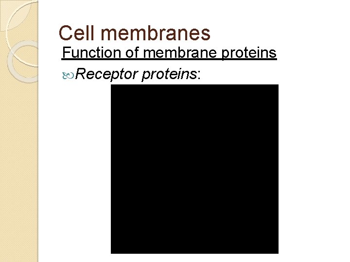 Cell membranes Function of membrane proteins Receptor proteins: Cell membranes Function of membrane proteins Receptor proteins: