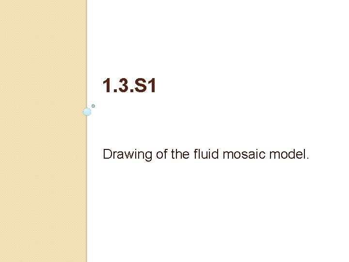 1. 3. S 1 Drawing of the fluid mosaic model. 1. 3. S 1 Drawing of the fluid mosaic model.