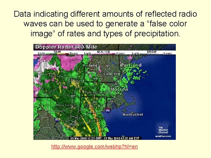 Data indicating different amounts of reflected radio waves can be used to generate a