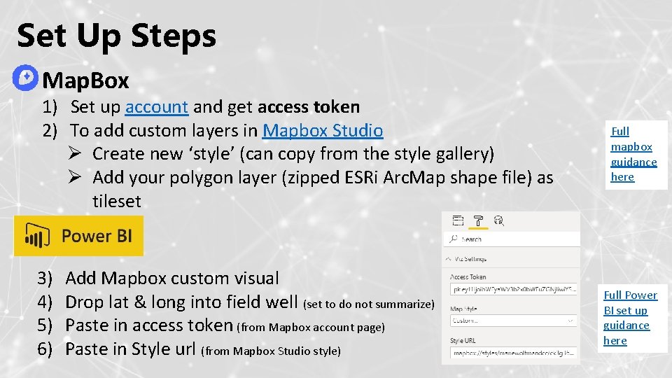 Set Up Steps Map. Box 1) Set up account and get access token 2)
