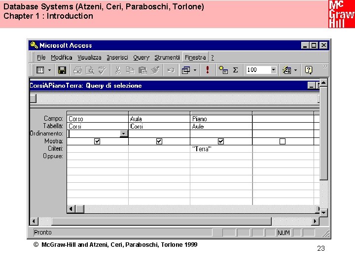 Database Systems (Atzeni, Ceri, Paraboschi, Torlone) Chapter 1 : Introduction Non-textual interaction (in Access)
