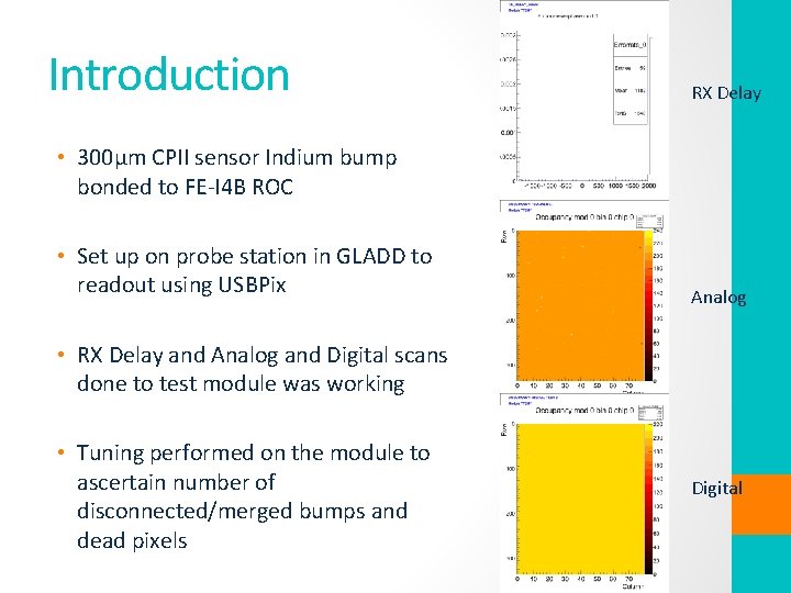 Introduction RX Delay • 300μm CPII sensor Indium bump bonded to FE-I 4 B