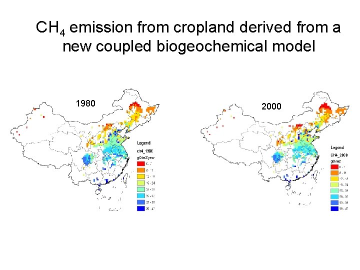 CH 4 emission from cropland derived from a new coupled biogeochemical model 1980 2000