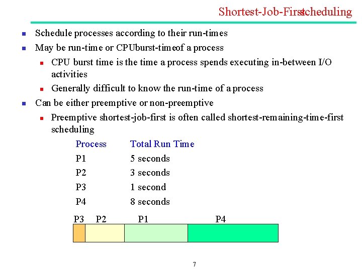 Shortest Job Firstscheduling n n n Schedule processes according to their run times May