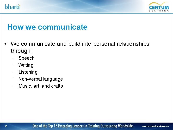 How we communicate • We communicate and build interpersonal relationships through: – – –