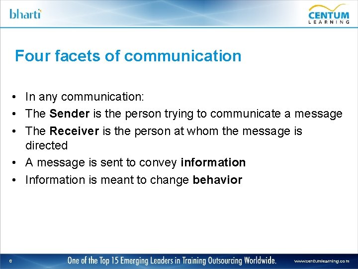 Four facets of communication • In any communication: • The Sender is the person
