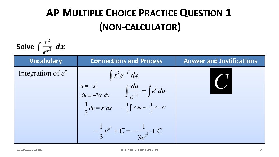 AP MULTIPLE CHOICE PRACTICE QUESTION 1 (NON-CALCULATOR) Vocabulary 12/23/2021 1: 28 AM Connections and