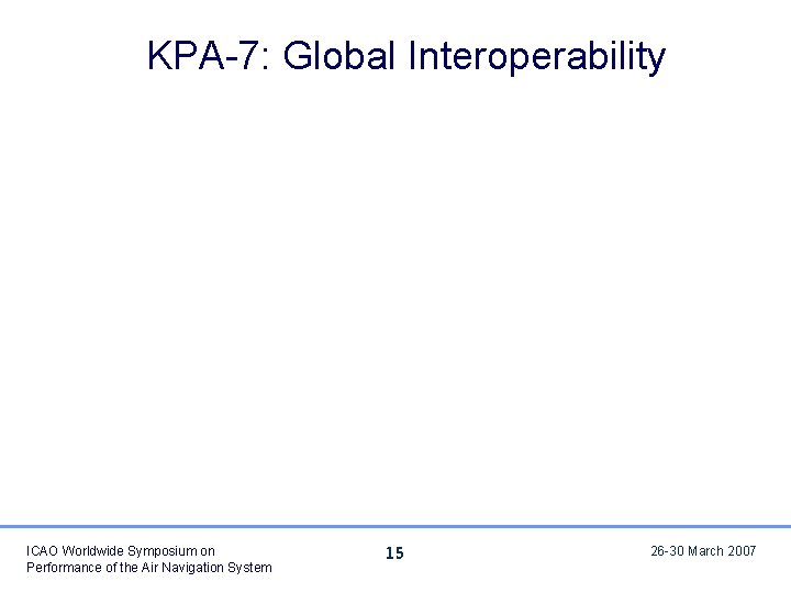 KPA-7: Global Interoperability ICAO Worldwide Symposium on Performance of the Air Navigation System 15