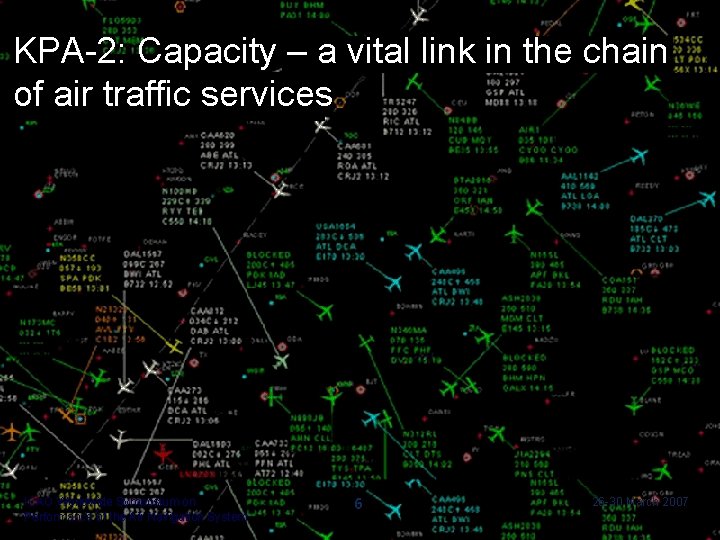 KPA-2: Capacity – a vital link in the chain of air traffic services ICAO