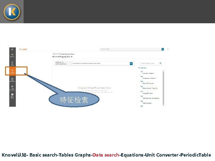 特征检索 Knovel认知- Basic search-Tables Graphs-Data search-Equations-Unit Converter-Periodic. Table 