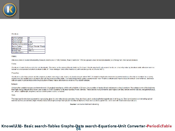Knovel认知- Basic search-Tables Graphs-Data search-Equations-Unit Converter-Periodic. Table 84 