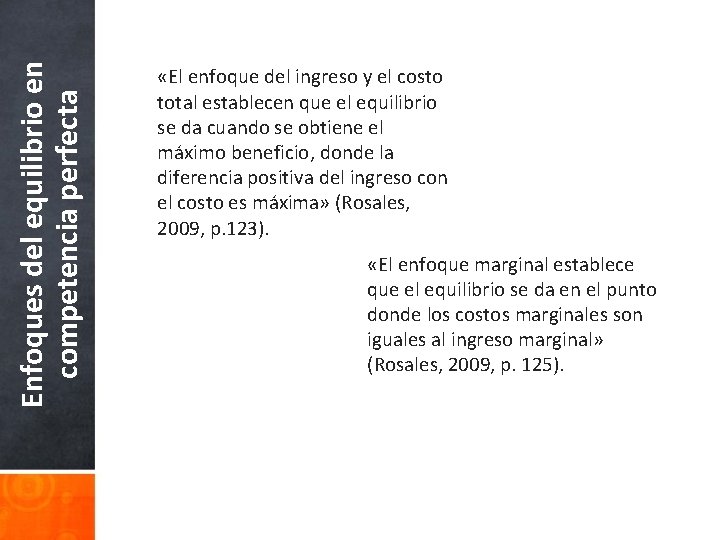 Enfoques del equilibrio en competencia perfecta «El enfoque del ingreso y el costo total