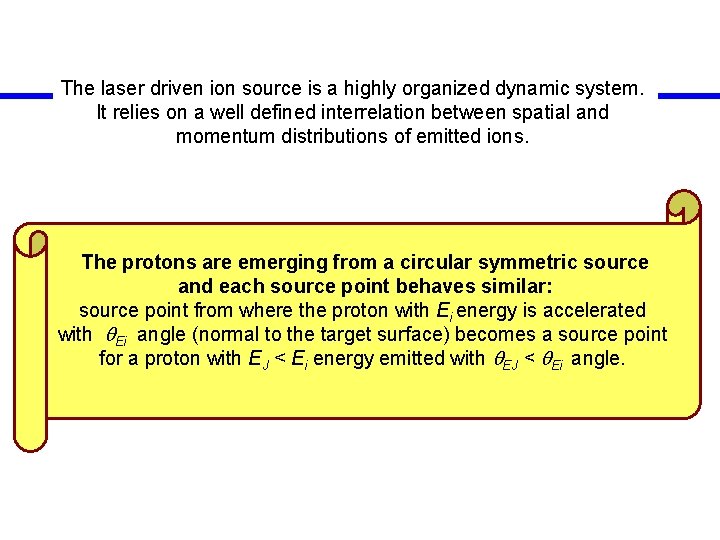 The laser driven ion source is a highly organized dynamic system. It relies on