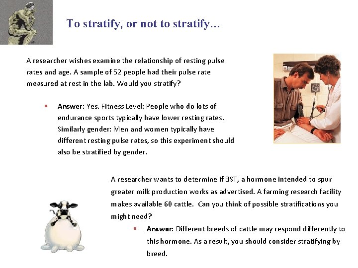 To stratify, or not to stratify… A researcher wishes examine the relationship of resting