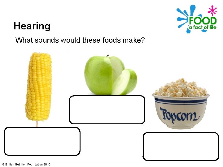 Hearing What sounds would these foods make? © British Nutrition Foundation 2010 