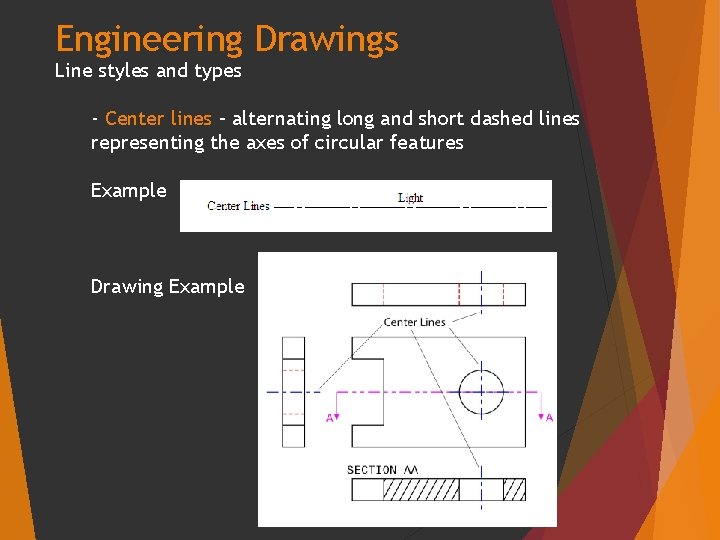 Engineering Drawings Line styles and types - Center lines – alternating long and short