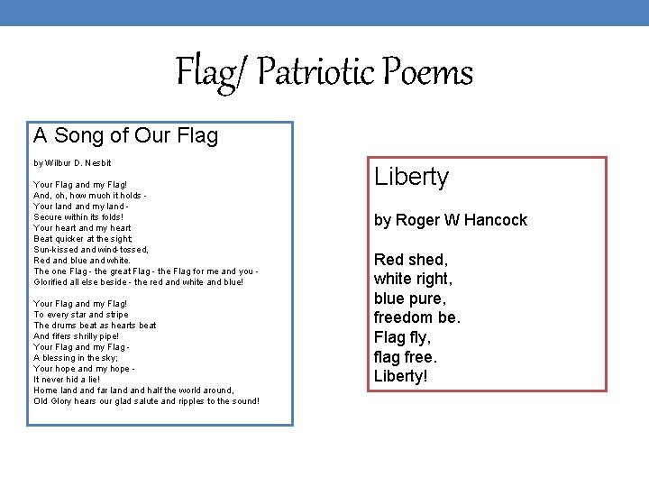 Flag/ Patriotic Poems A Song of Our Flag by Wilbur D. Nesbit Your Flag